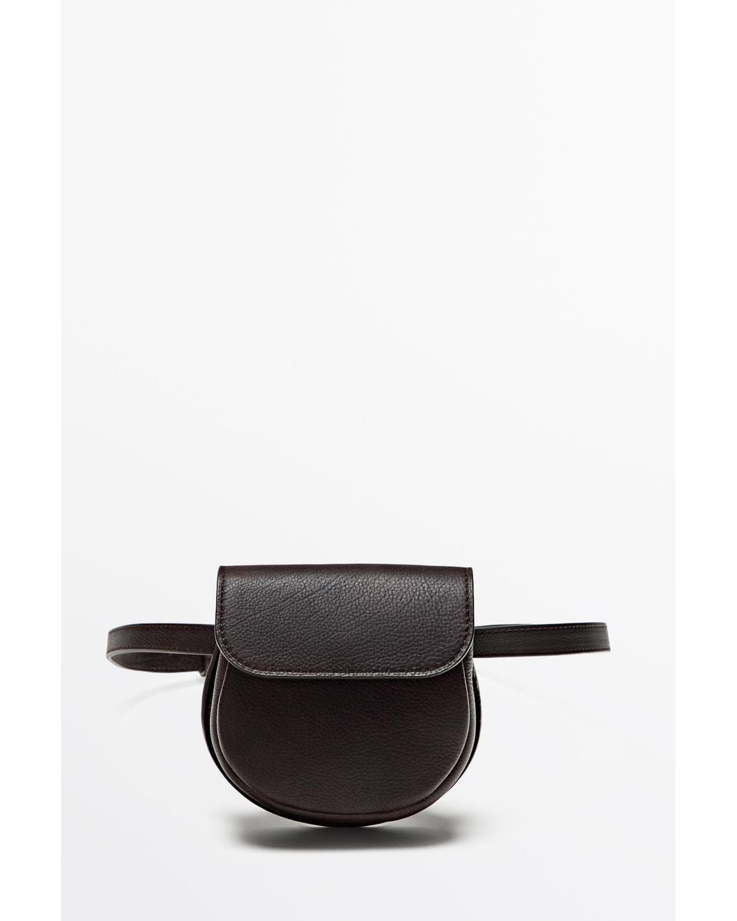 MASSIMO DUTTI Brown Nappa Leather Belt With Pouch