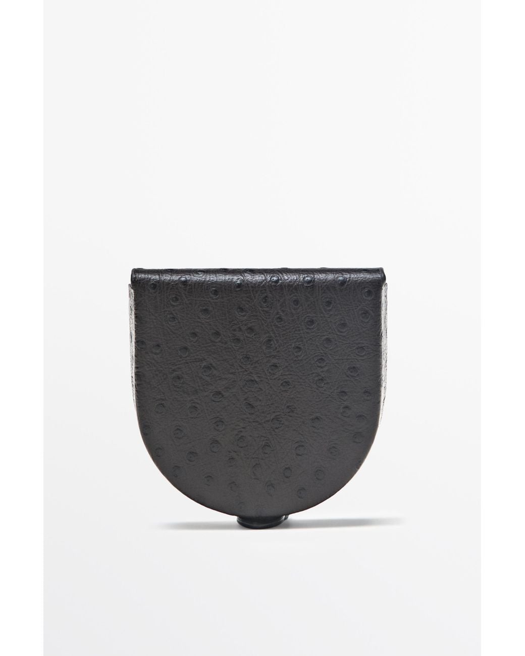 MASSIMO DUTTI Gray Textured Compact Nappa Leather Purse