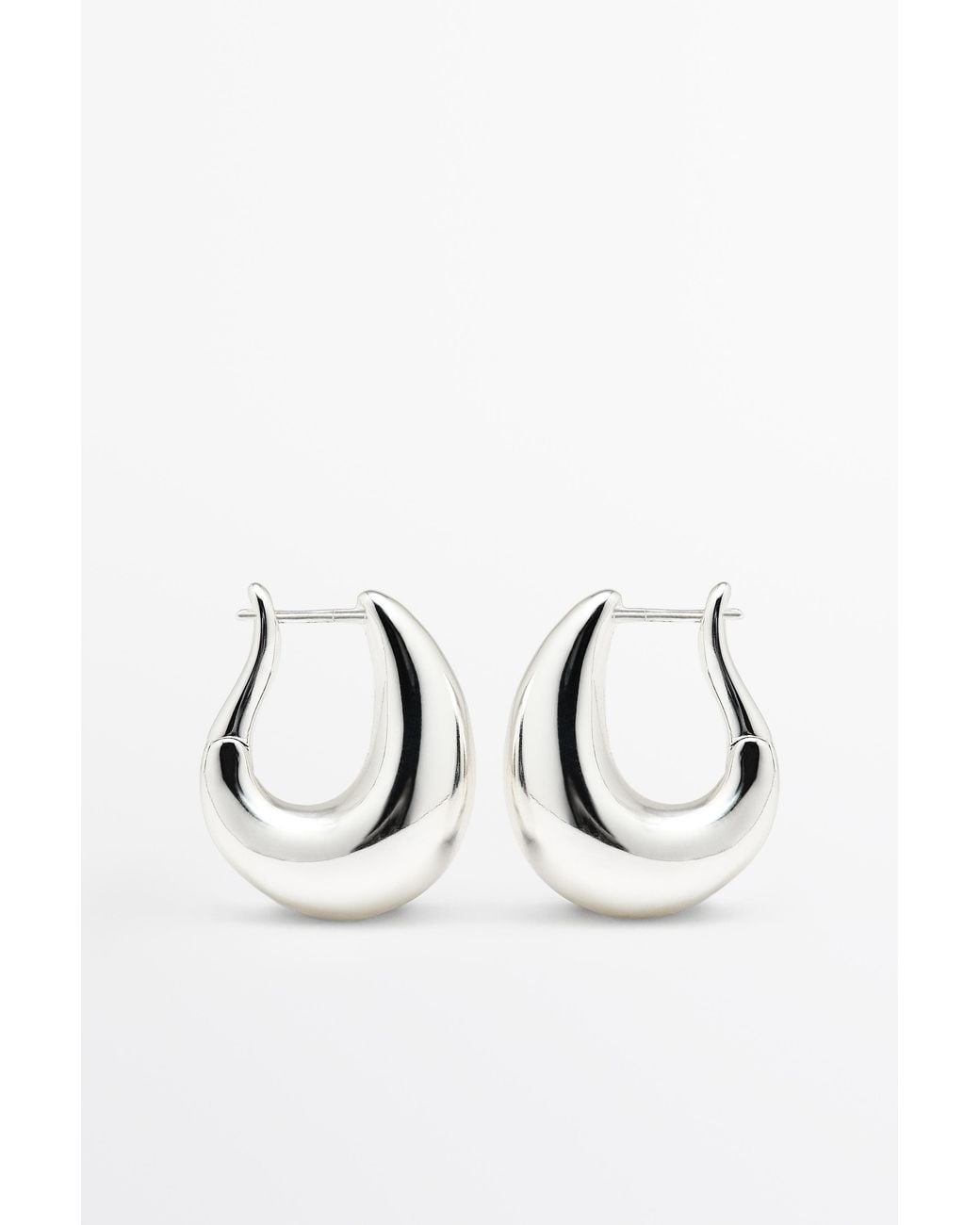 MASSIMO DUTTI Metallic Teardrop Detail Hoop Earrings
