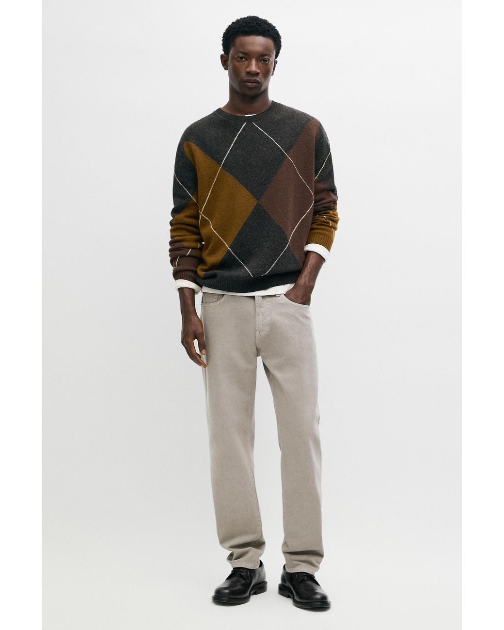MASSIMO DUTTI White Tapered-Fit Denim-Effect Pants for men