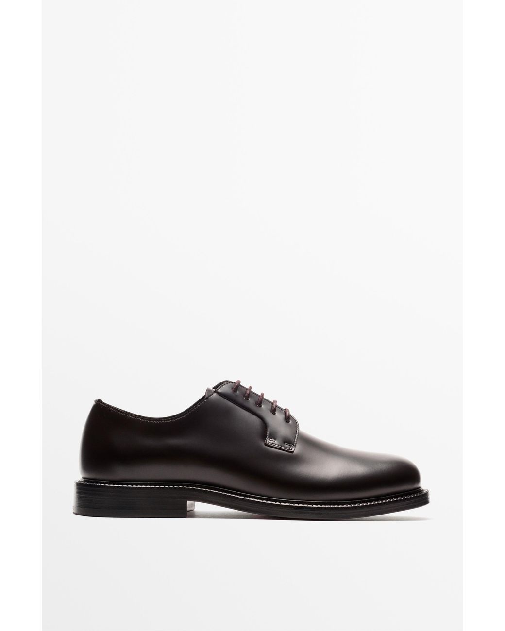 MASSIMO DUTTI Black Leather Dress Blucher Shoe for men
