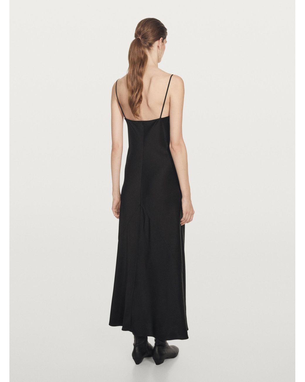 massimo dutti black dress Long Flowing Linen Blend Dress - Black - 2 - Massimo Dutti