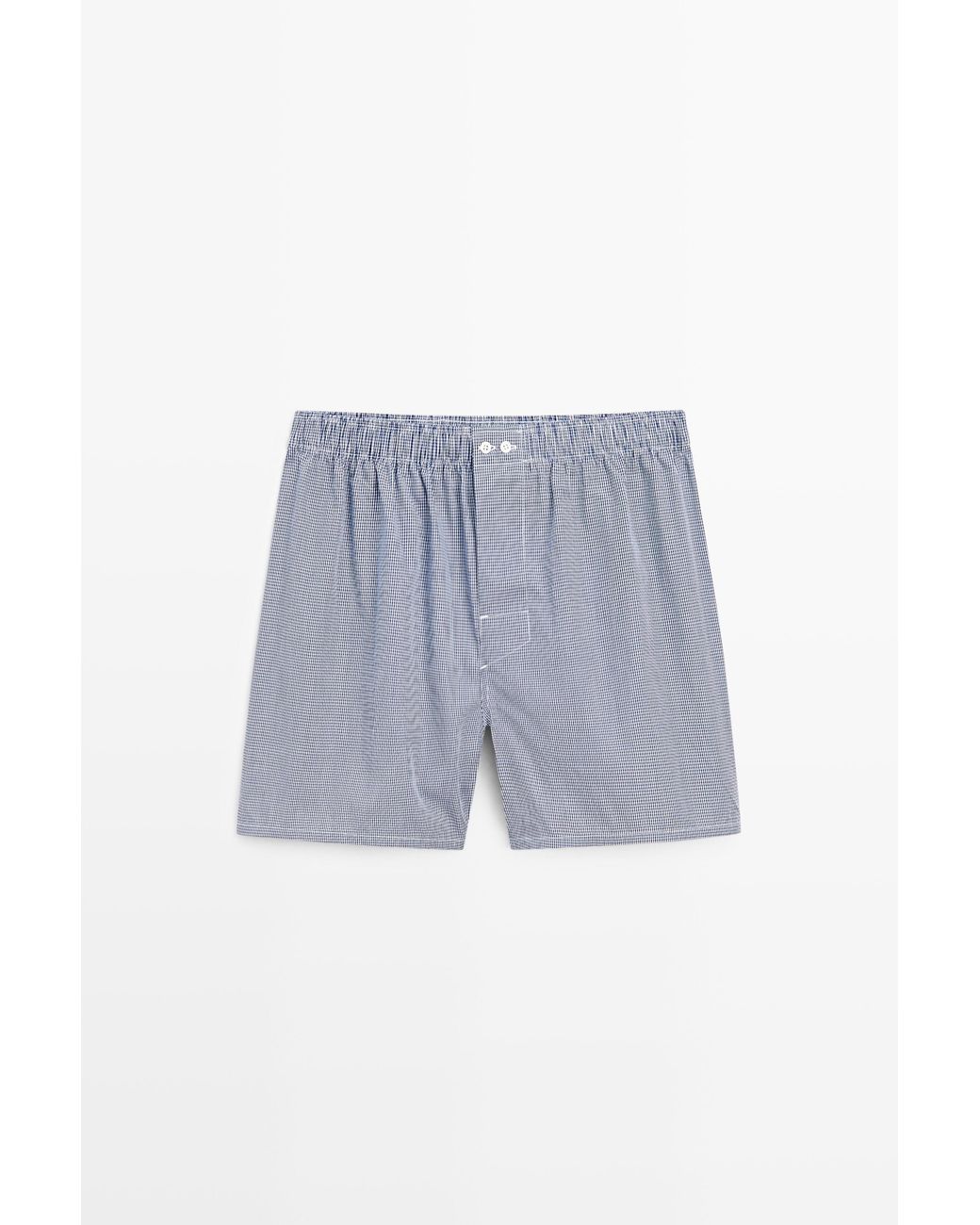 MASSIMO DUTTI Blue 100% Cotton Micro-Check Boxers for men