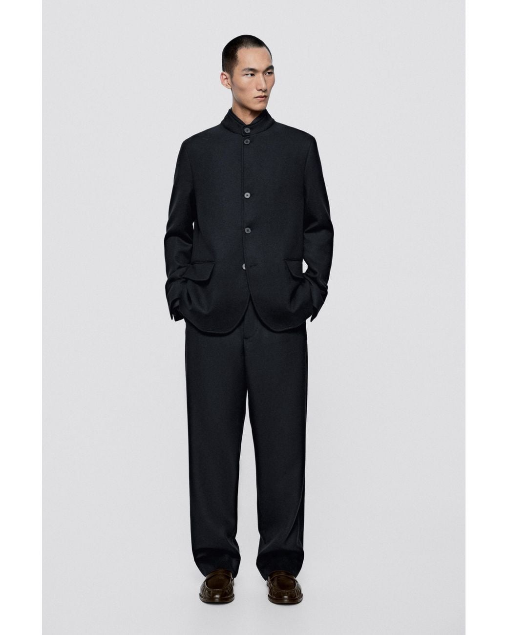 MASSIMO DUTTI Blue Wool Pants Double Total Look for men