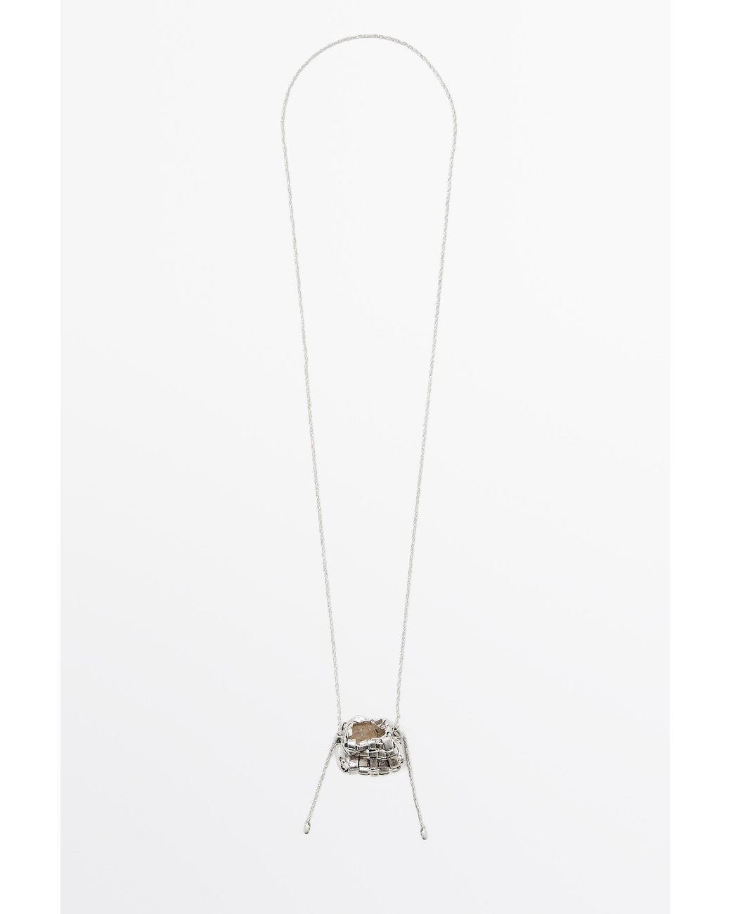 MASSIMO DUTTI White Long Basket Piece Necklace