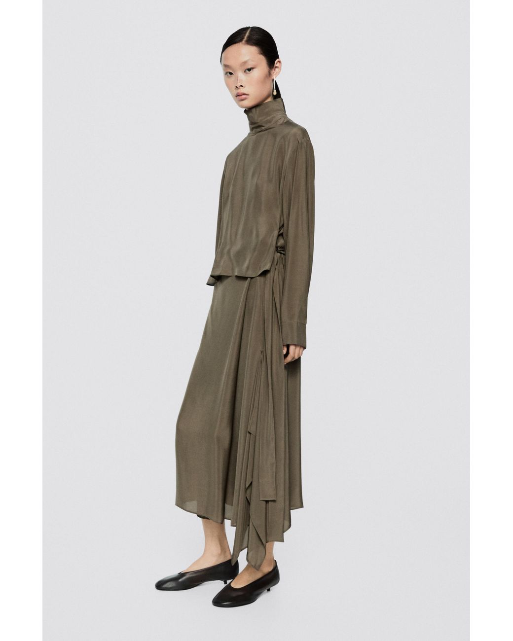 MASSIMO DUTTI Multicolor Asymmetric Flowing Midi Dress