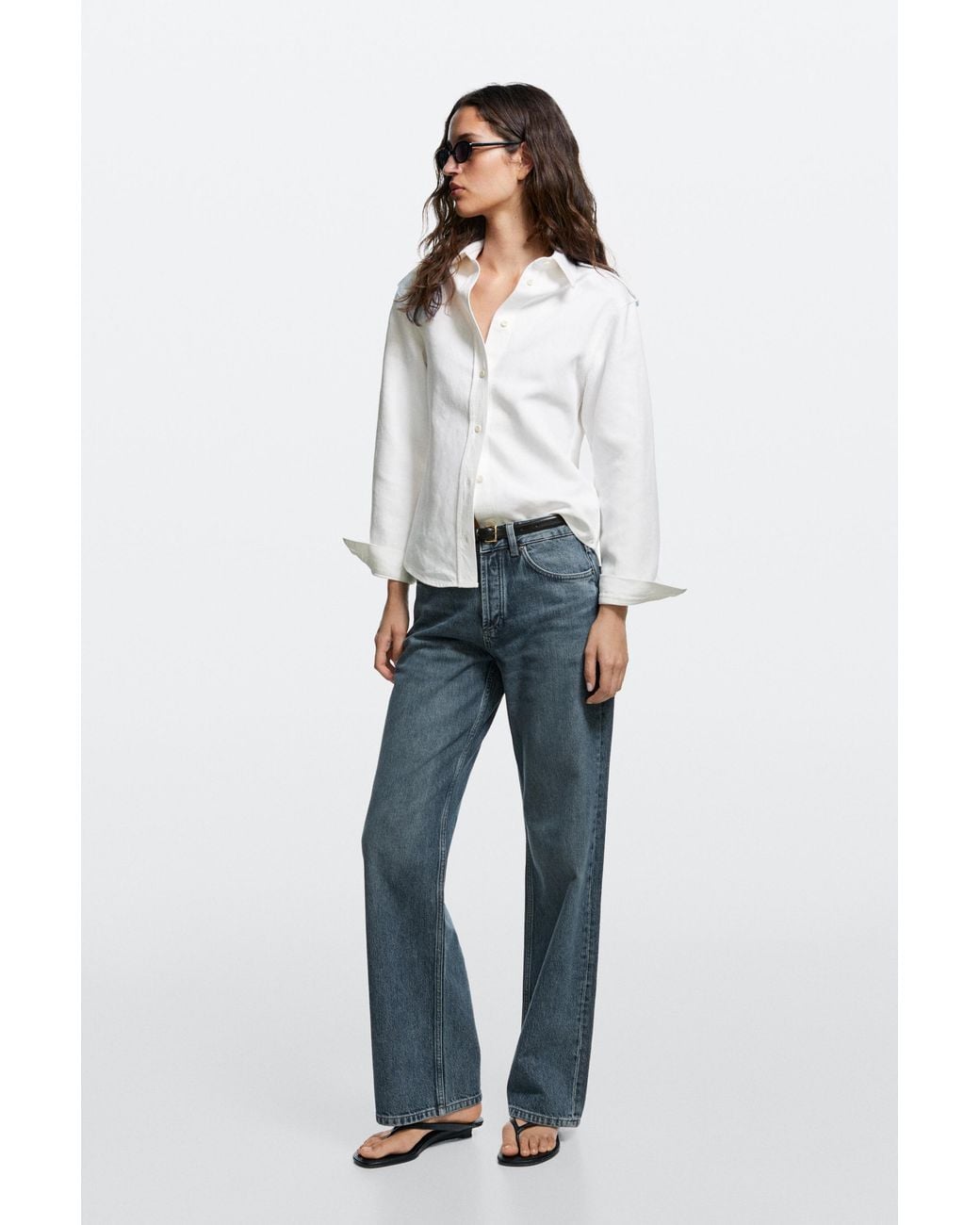 MASSIMO DUTTI Blue Denim Shirt With Shoulder Detail