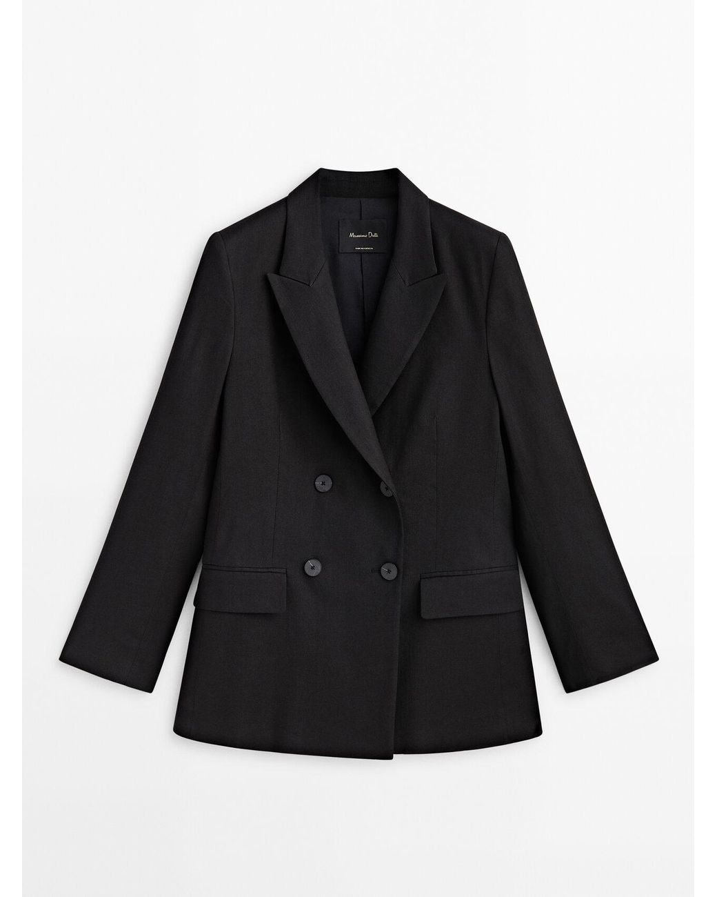 MASSIMO DUTTI Linen Blend Stretch Suit Blazer in Black | Lyst