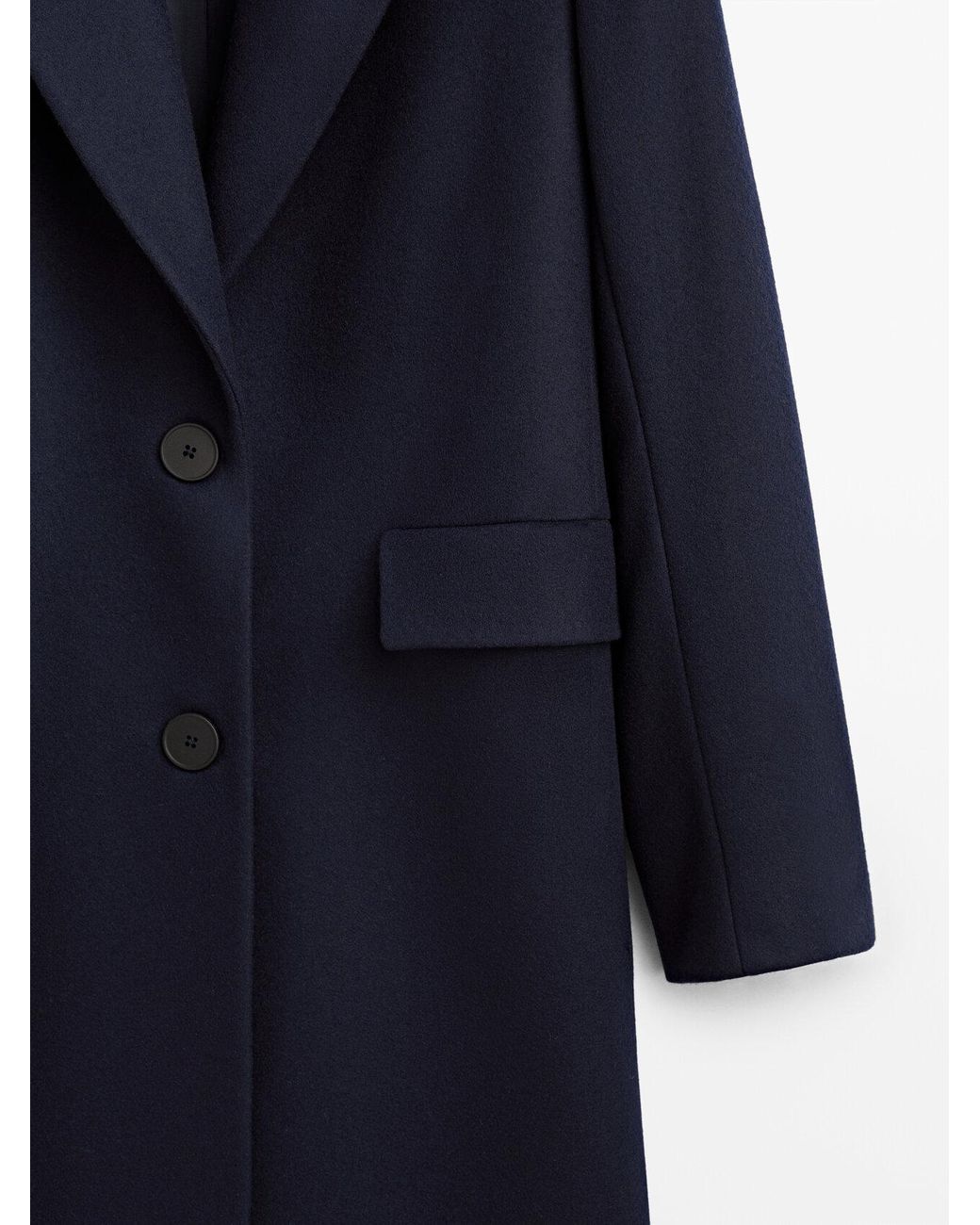 MASSIMO DUTTI Navy Blue Smart Wool Coat | Lyst