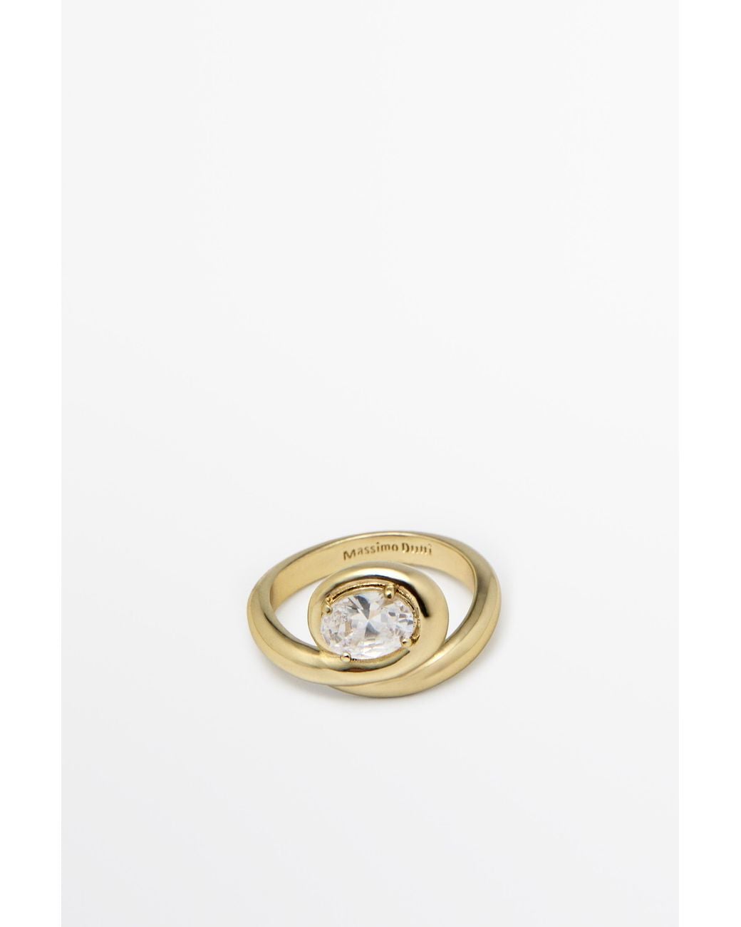 MASSIMO DUTTI Metallic Shimmery Crystal Hoop Ring