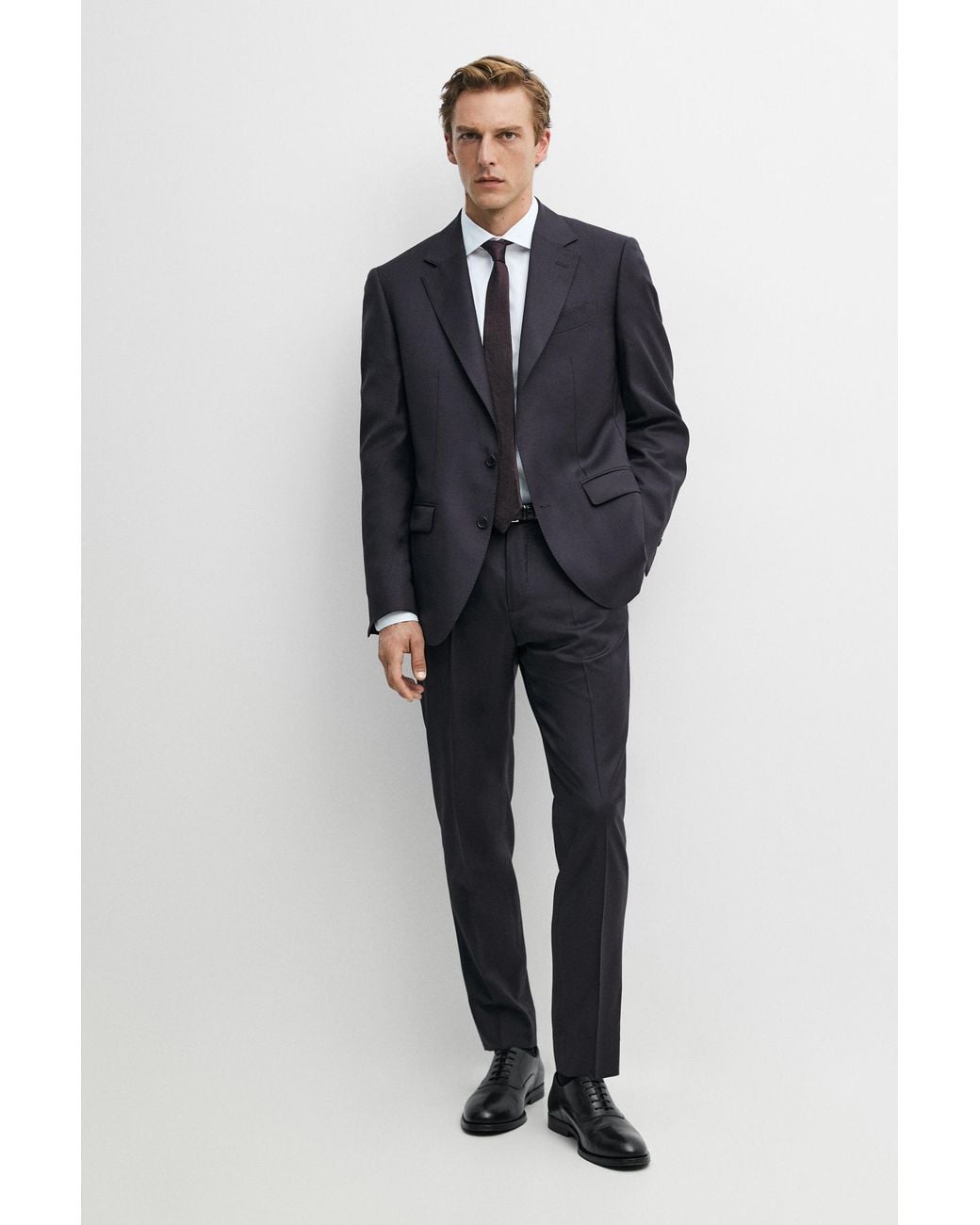 MASSIMO DUTTI Blue 100% Cool Wool Suit Blazer for men