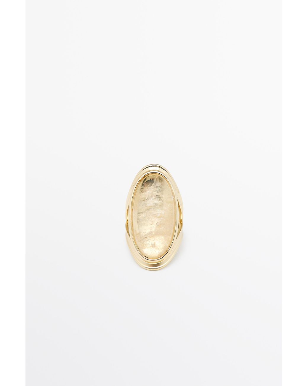MASSIMO DUTTI White Ovaler Ring Mit Quarzstein