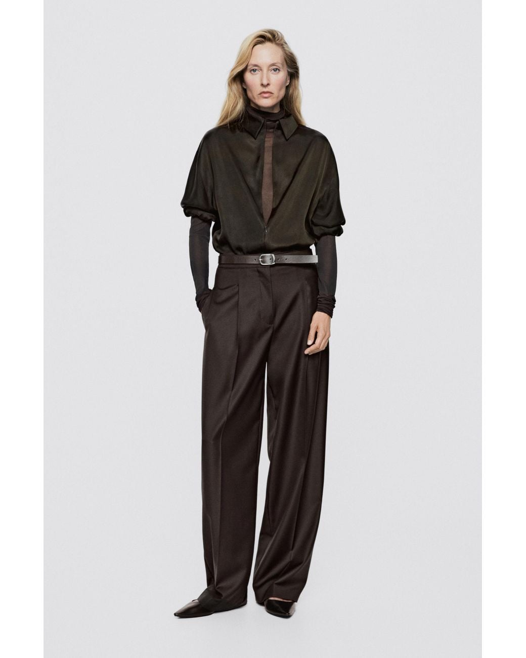 MASSIMO DUTTI Black Nappa Leather Belt