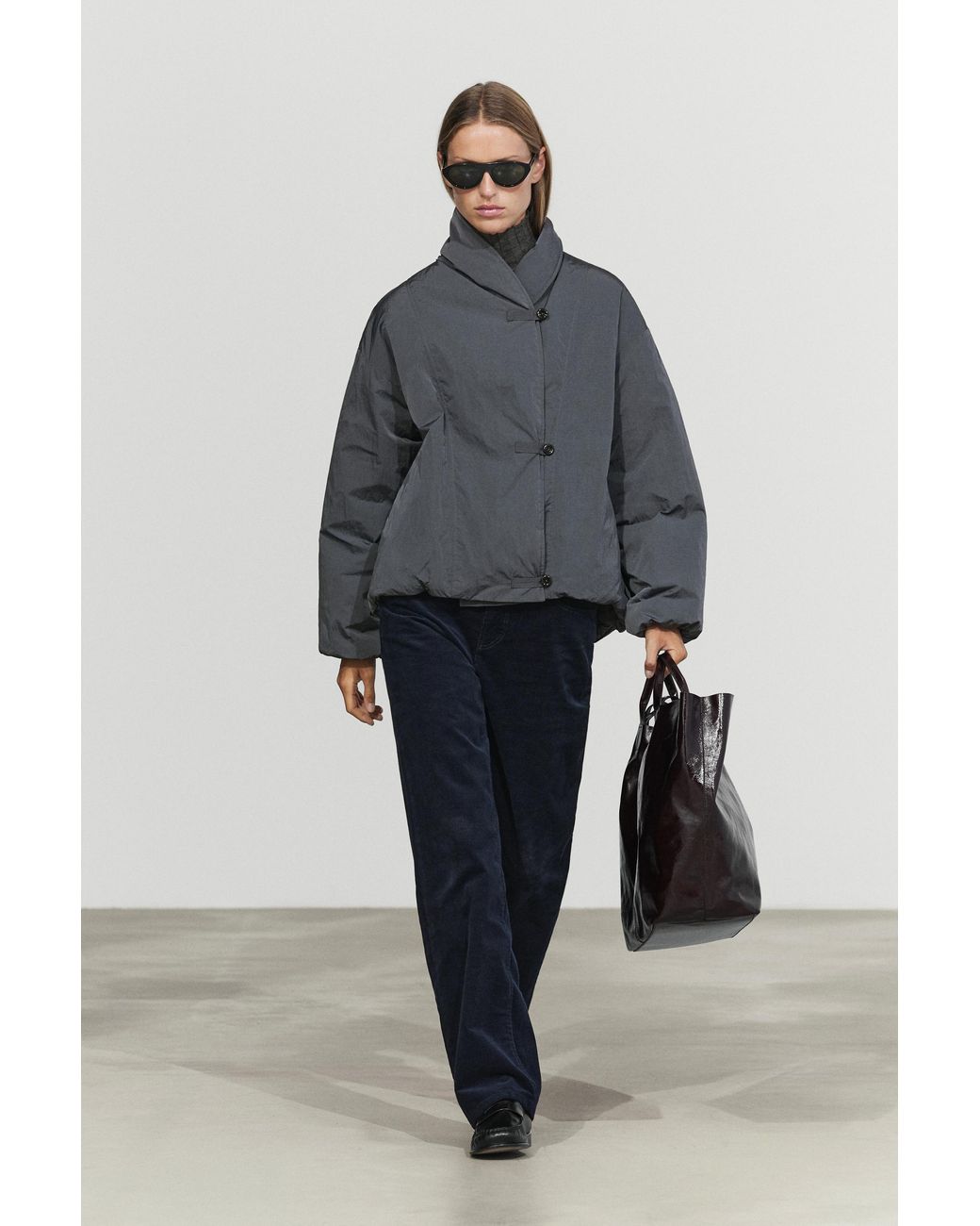 MASSIMO DUTTI Blue Quilted Bomber Jacket