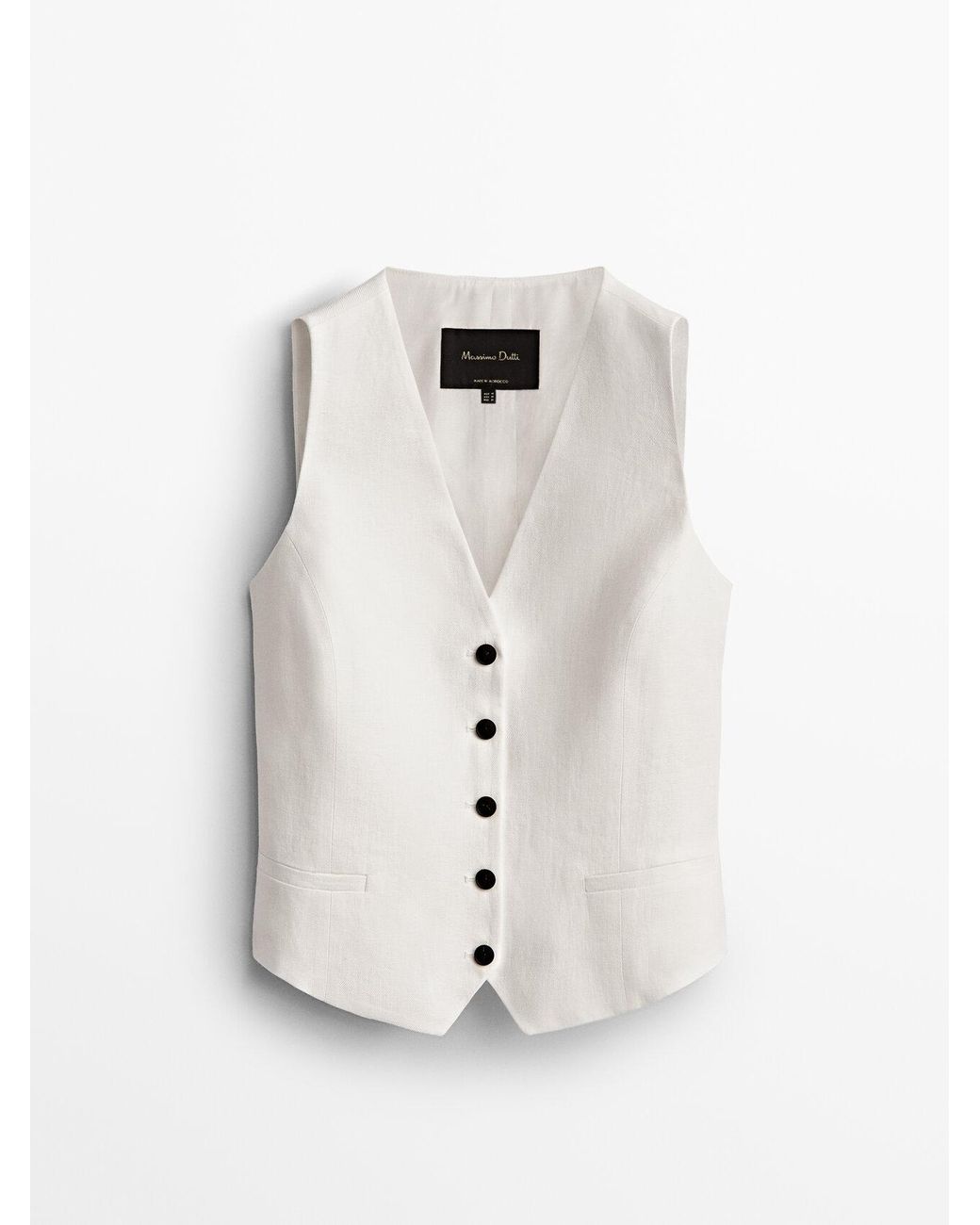 MASSIMO DUTTI V-neck Linen Waistcoat in White | Lyst