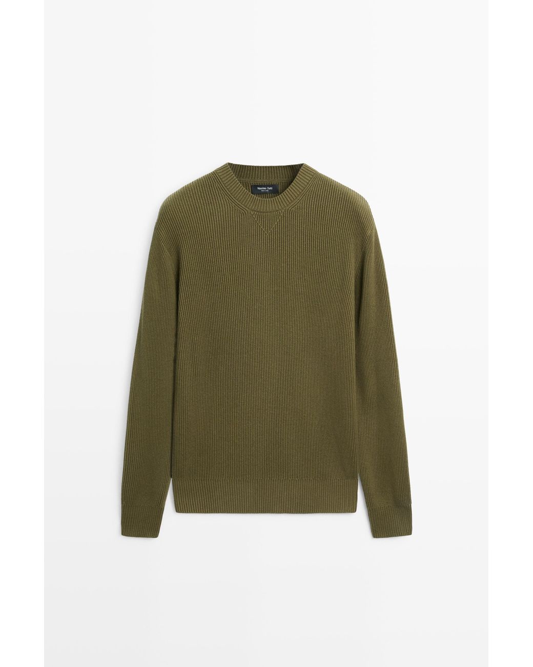 MASSIMO DUTTI Geribde Trui Van Katoenmix in het Green voor heren