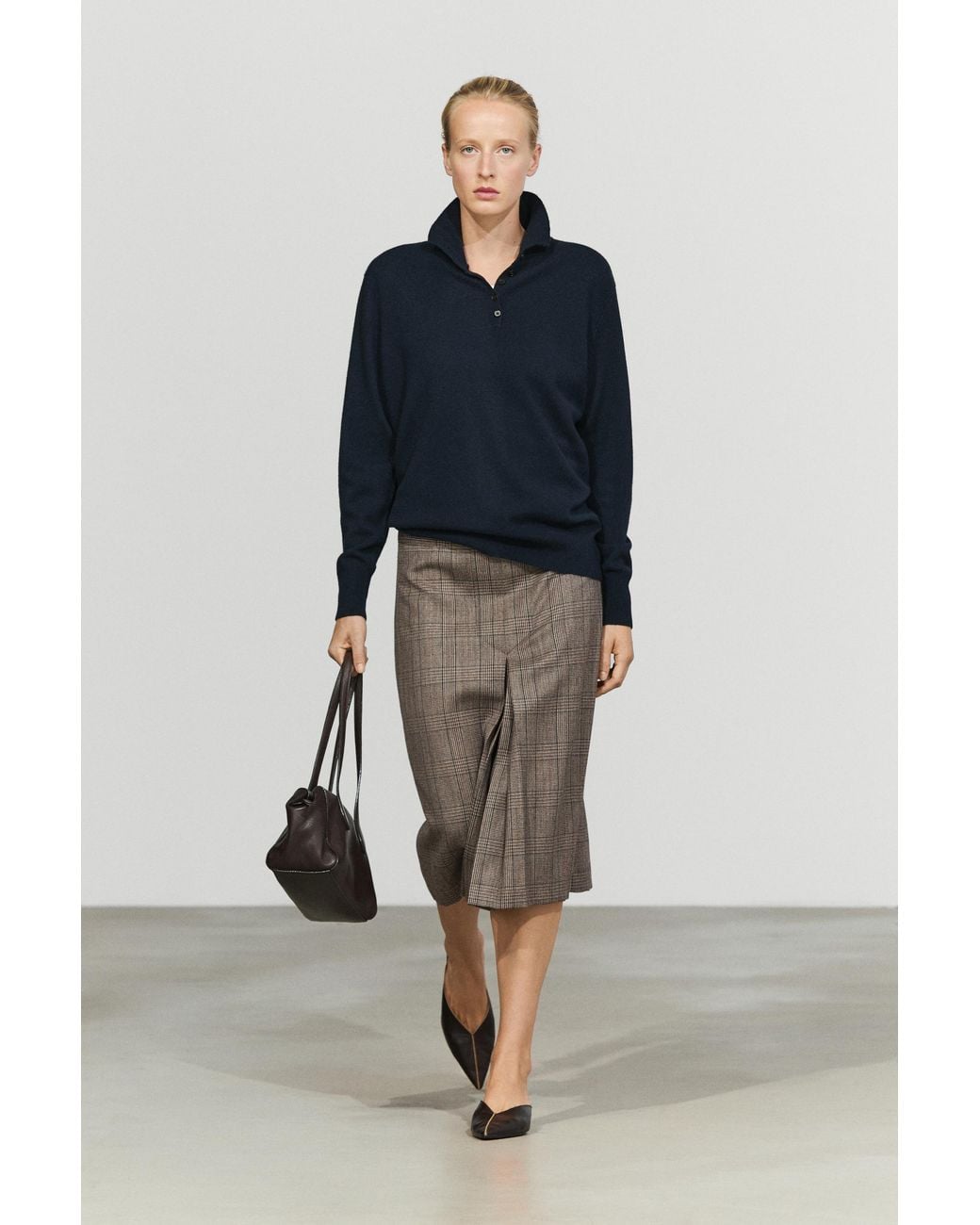 MASSIMO DUTTI Blue Wool-Blend Knit Sweater With Button Detail