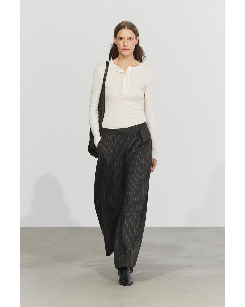 MASSIMO DUTTI Multicolor Wool-Blend Striped Wide-Leg Pants