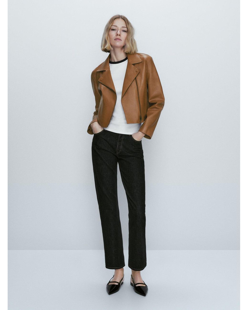 Nappa leather jacket with padded shoulders · Leather · Skirts | Massimo  Dutti