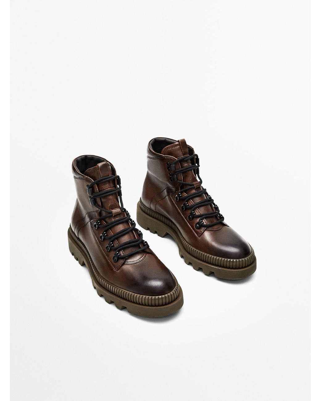 MASSIMO DUTTI Brown Leather Boots With Hooks for Men | Lyst