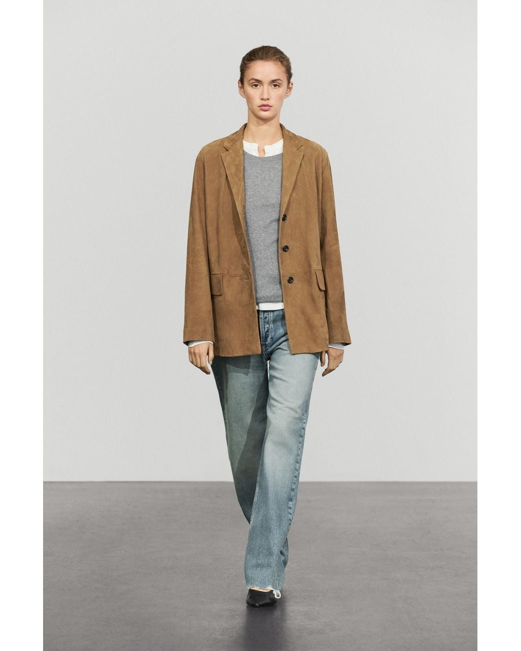MASSIMO DUTTI Red Suede Lapel Blazer