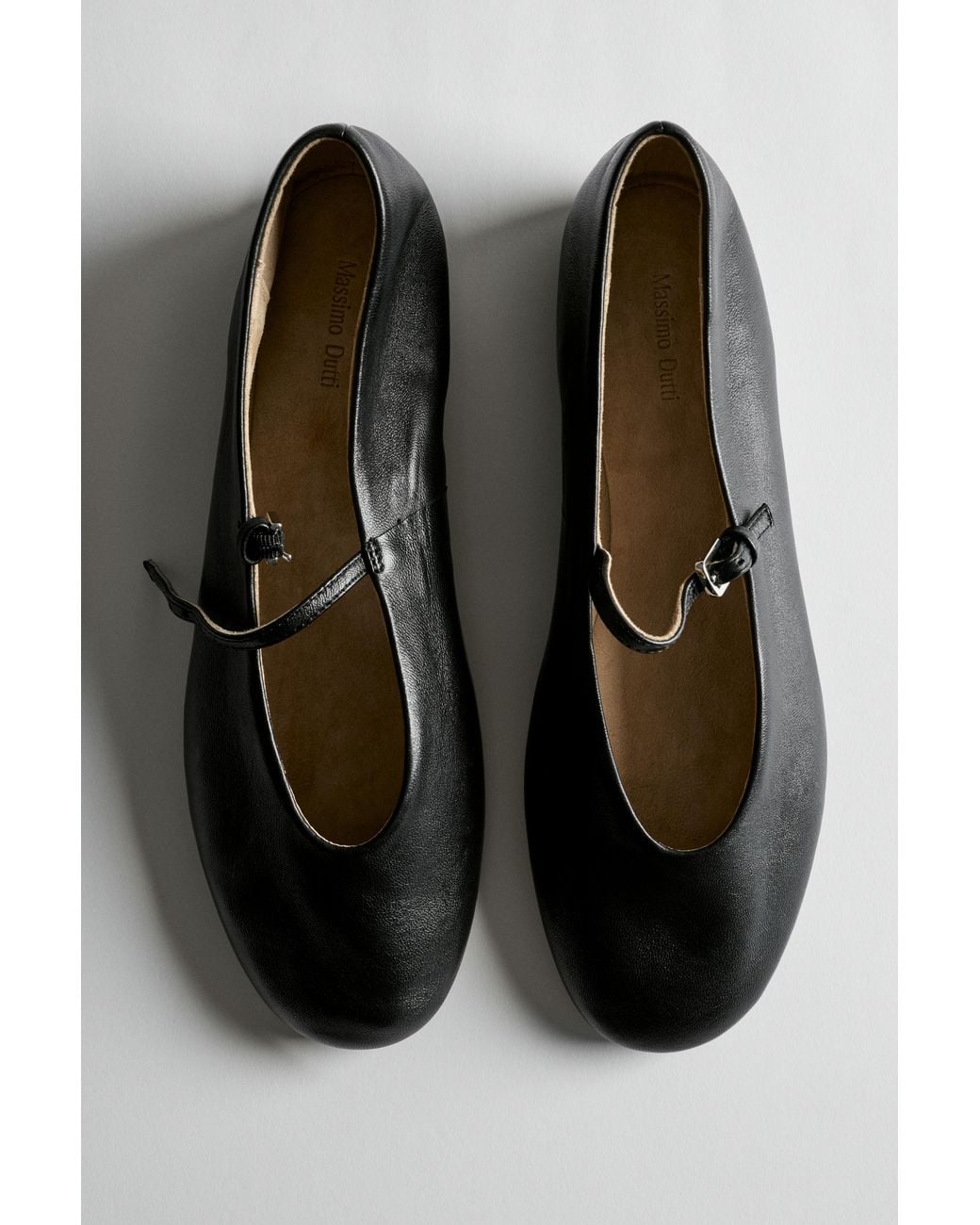 MASSIMO DUTTI Black Soft Leather Ballerinas