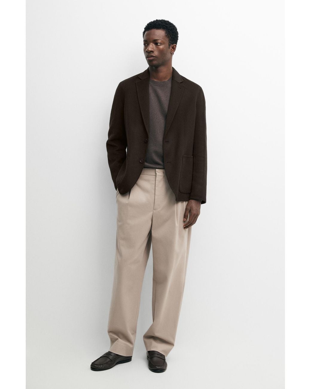 MASSIMO DUTTI Multicolor Cotton Blend Pleated Pants for men