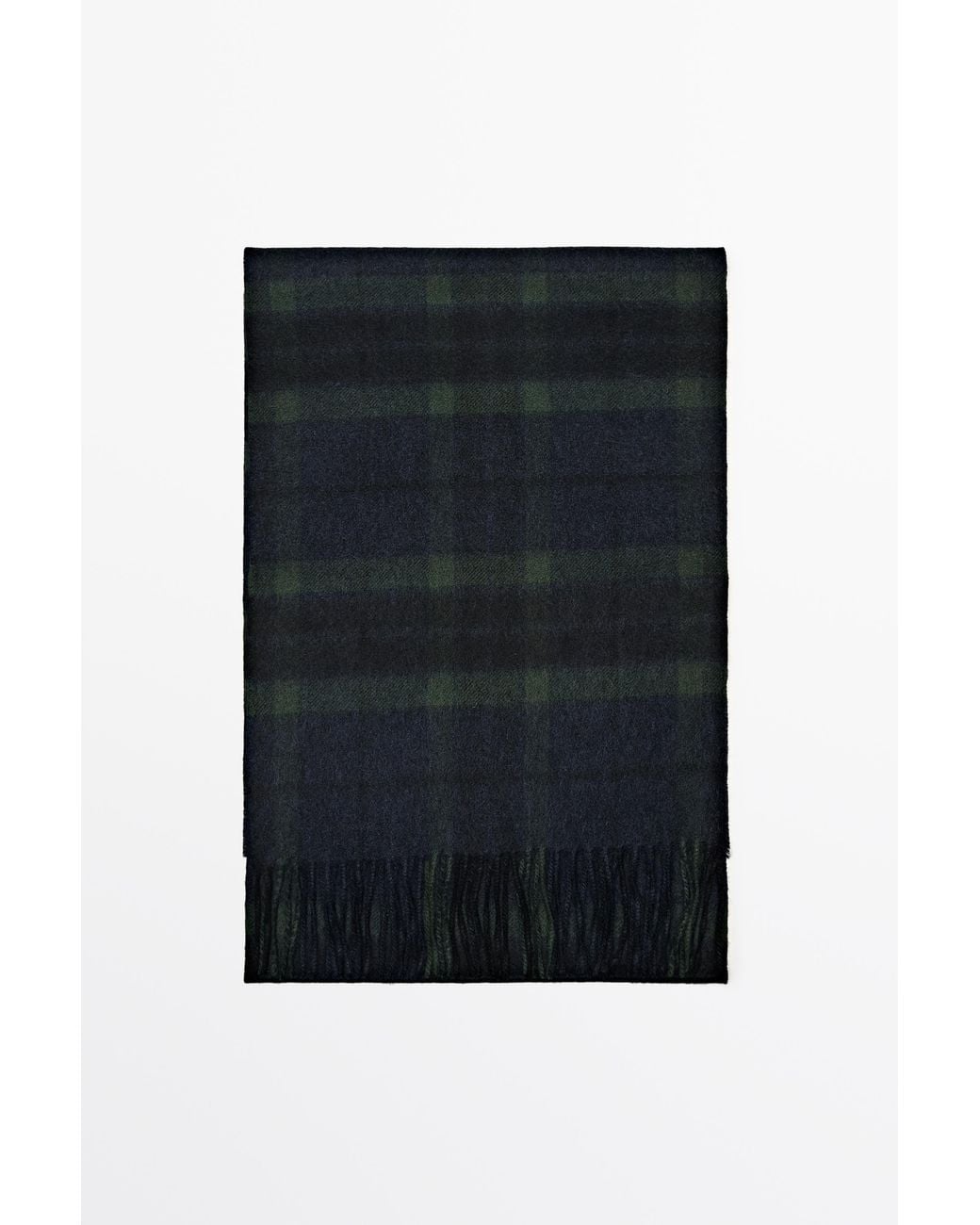 MASSIMO DUTTI Black 100% Cashmere Plaid Scarf for men
