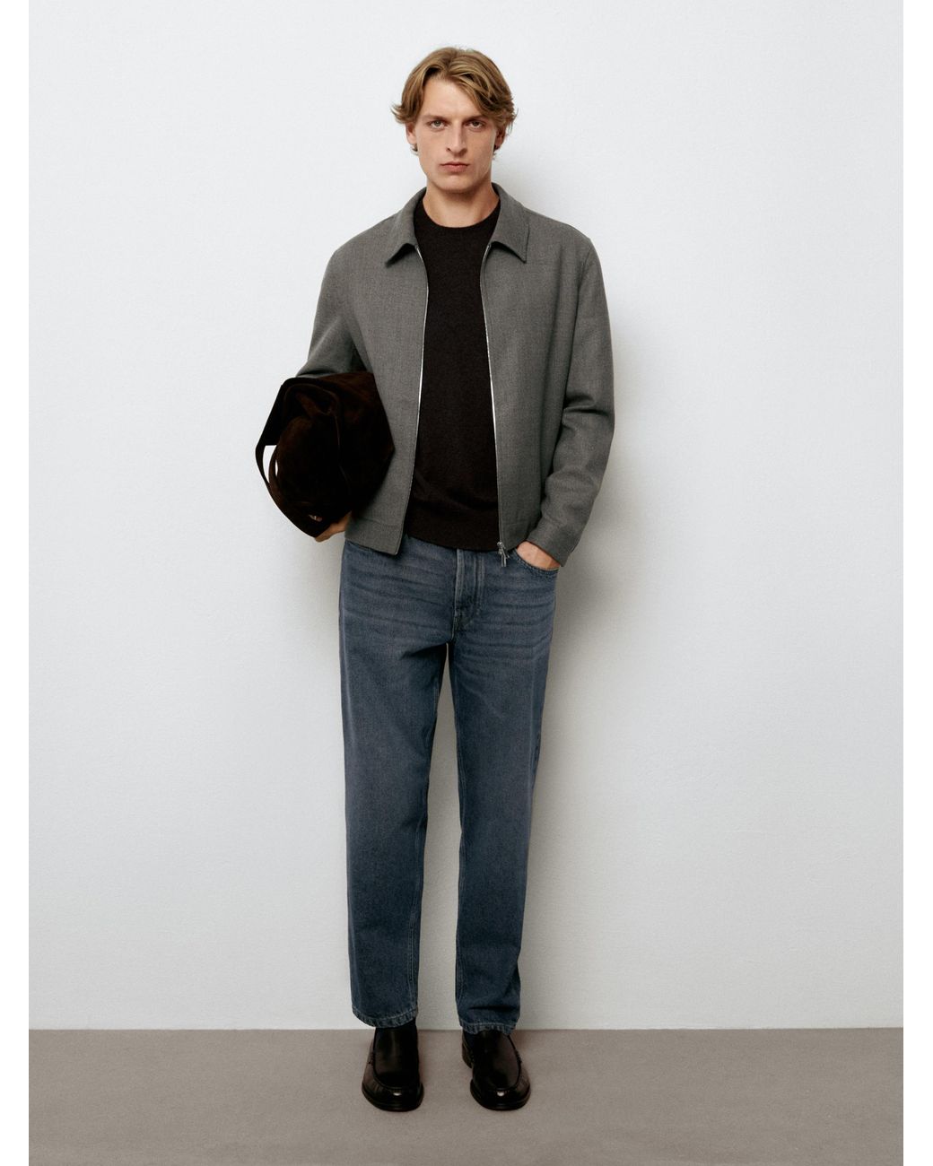 MASSIMO DUTTI Black Slim Cropped Fit Jeans for men