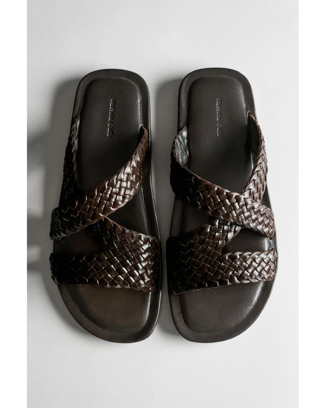 MASSIMO DUTTI Black Braided Leather Sandals