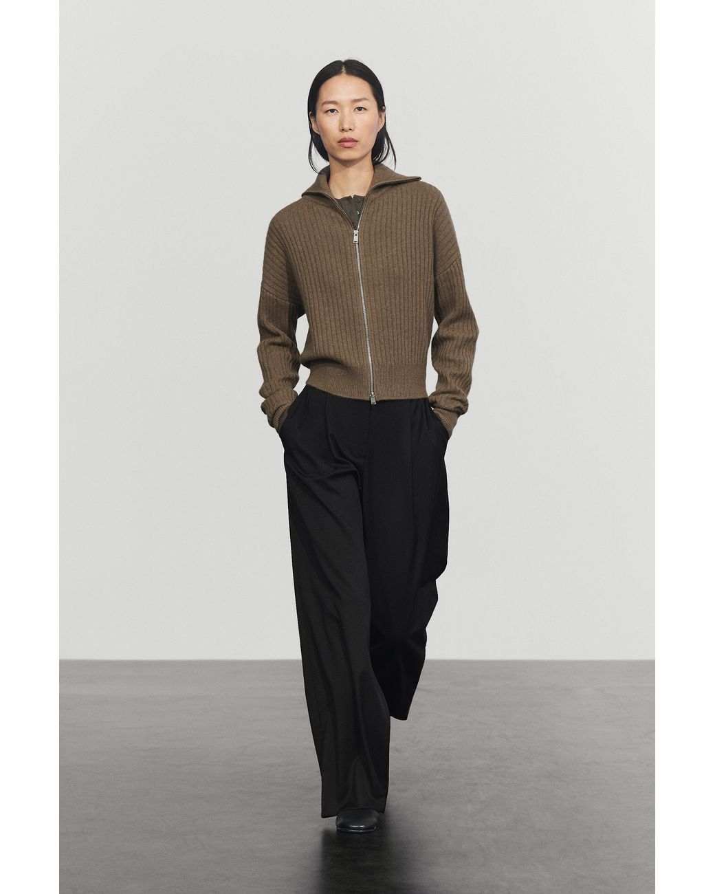 MASSIMO DUTTI Multicolor 100% Cashmere Ribbed Knit Cardigan