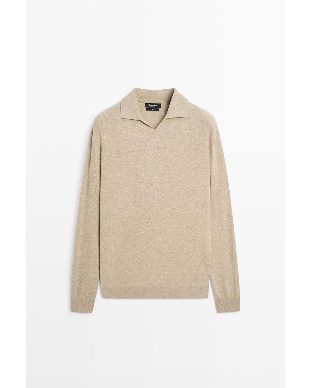 MASSIMO DUTTI Natural 100% Wool Knit Polo Sweater for men