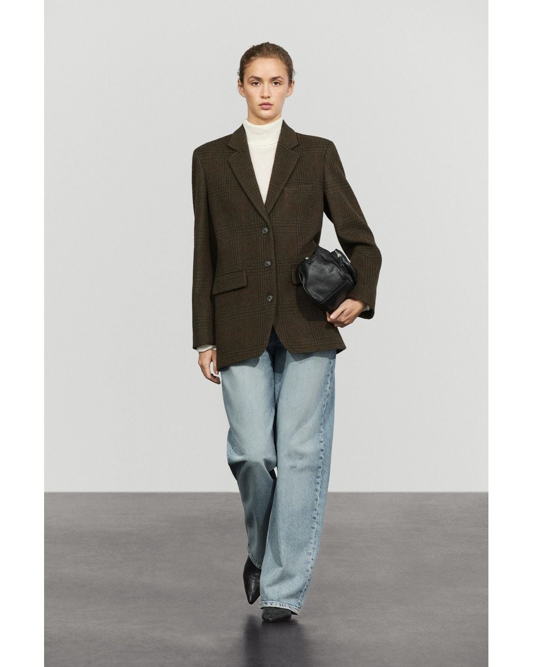 MASSIMO DUTTI Multicolor Checked Wool Blend Blazer