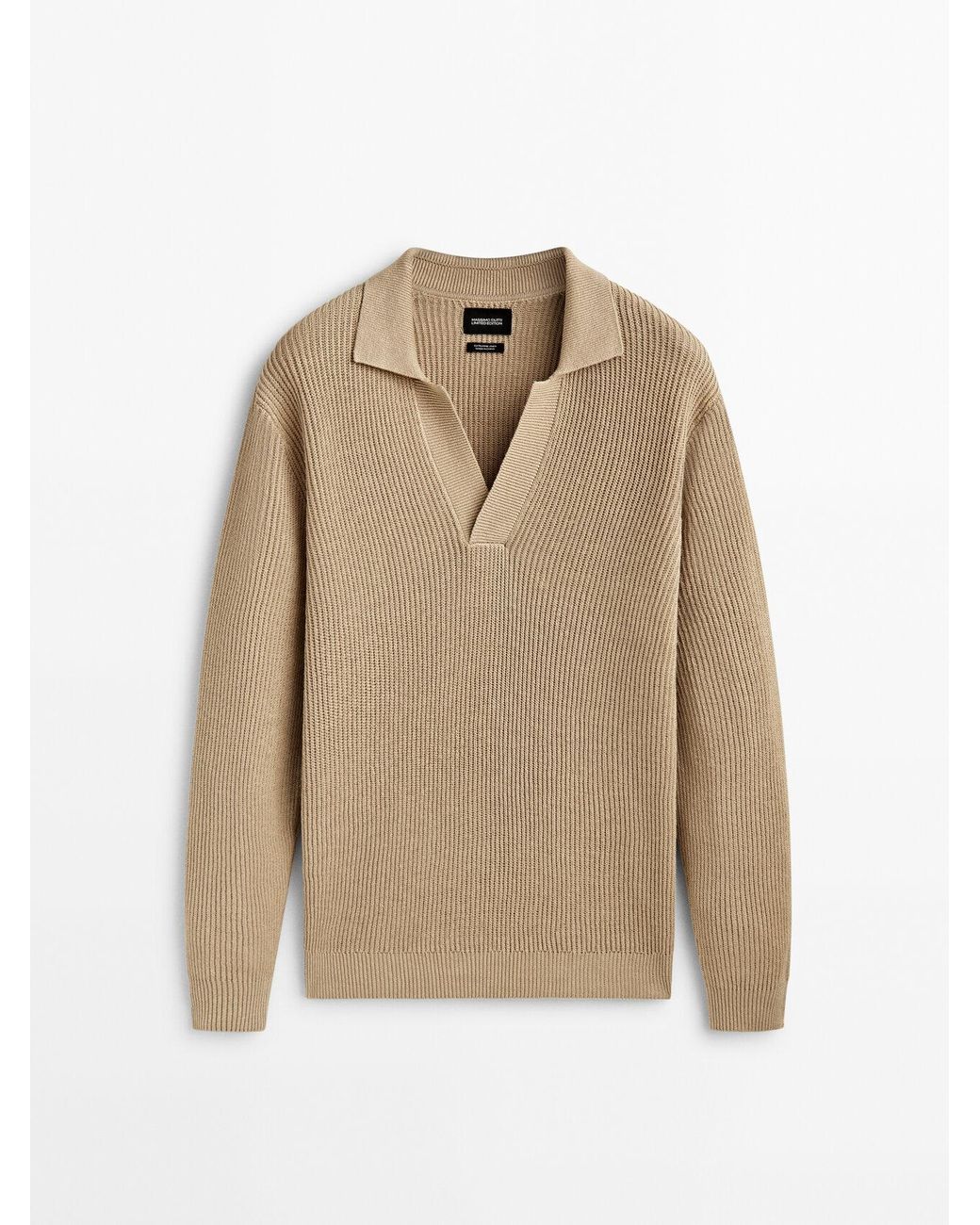 MASSIMO DUTTI Textured Knit Sweater With A Polo Collar Limited