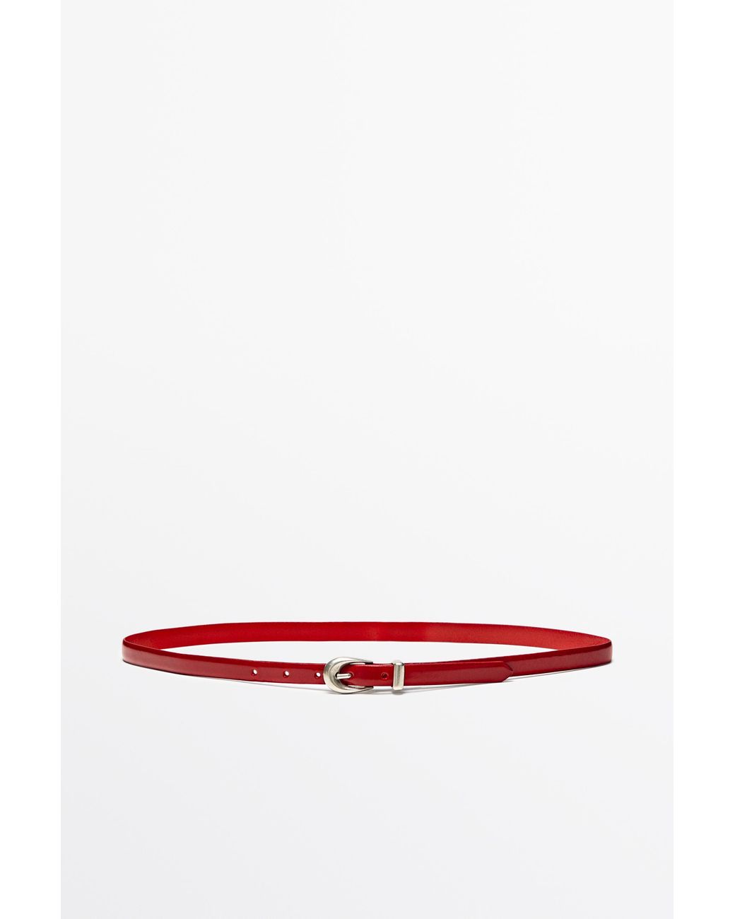 MASSIMO DUTTI White Nappa Leather Belt With Keeper Loop Detail