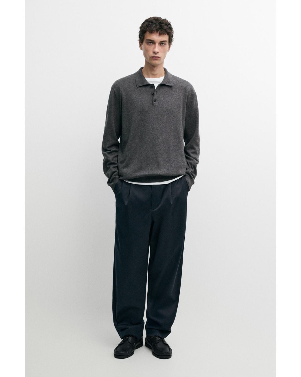 MASSIMO DUTTI Blue 100% Cotton Darted Pants for men