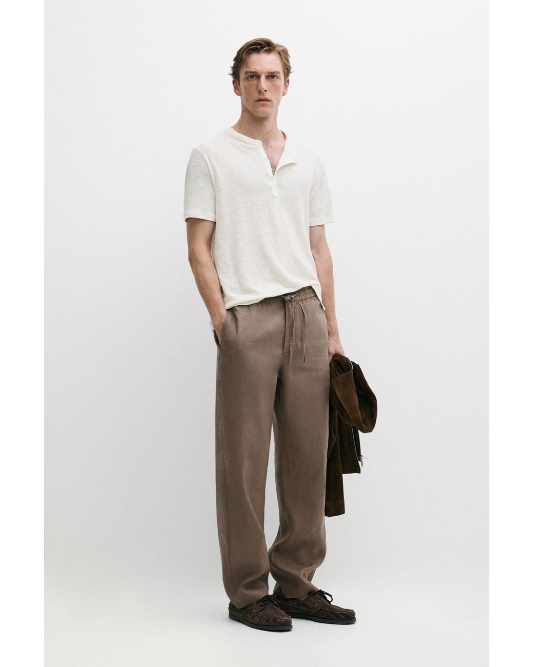 MASSIMO DUTTI Multicolor 100% Linen Relaxed Fit Pants for men