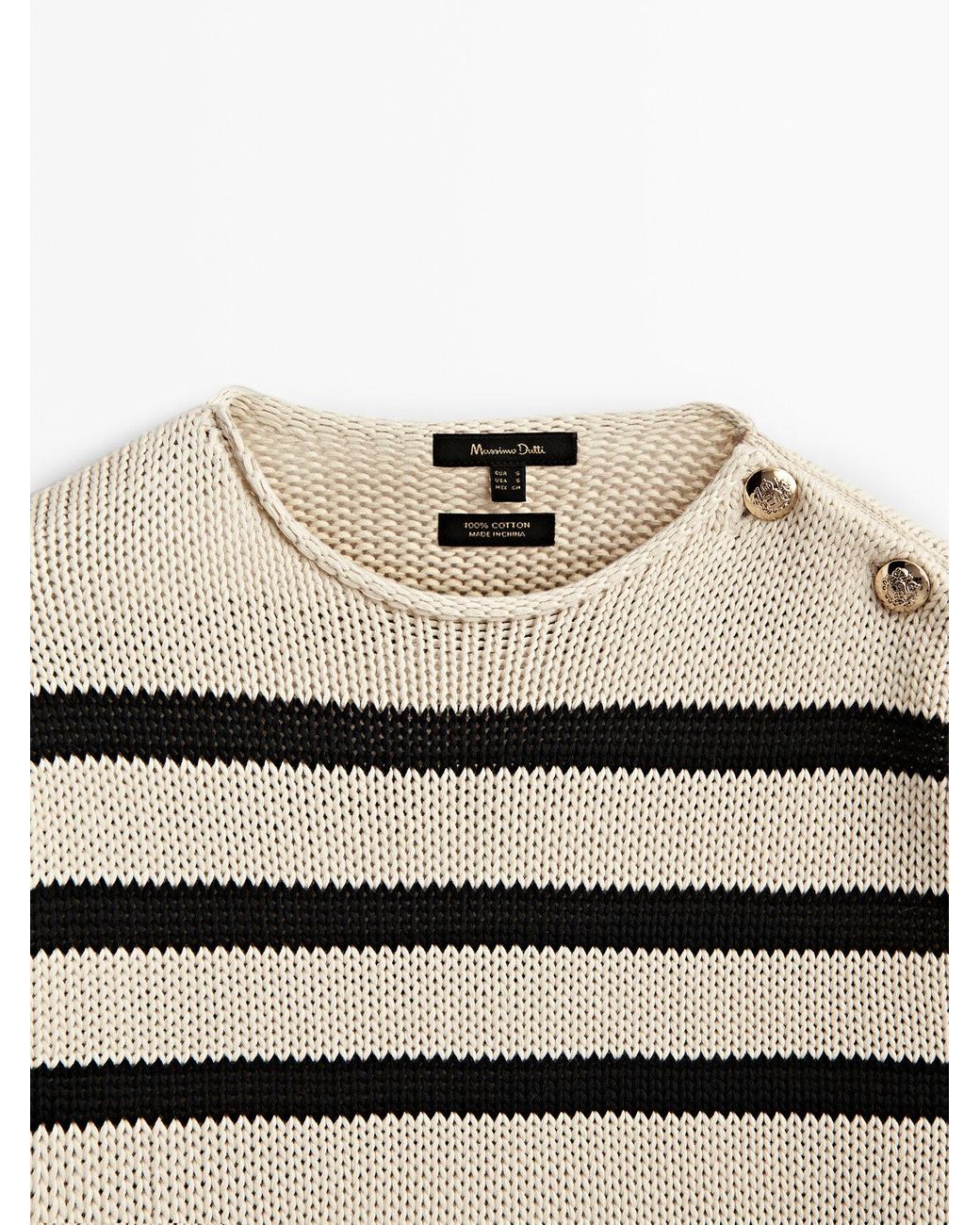 MASSIMO DUTTI Striped Cotton Sweater in Natural | Lyst