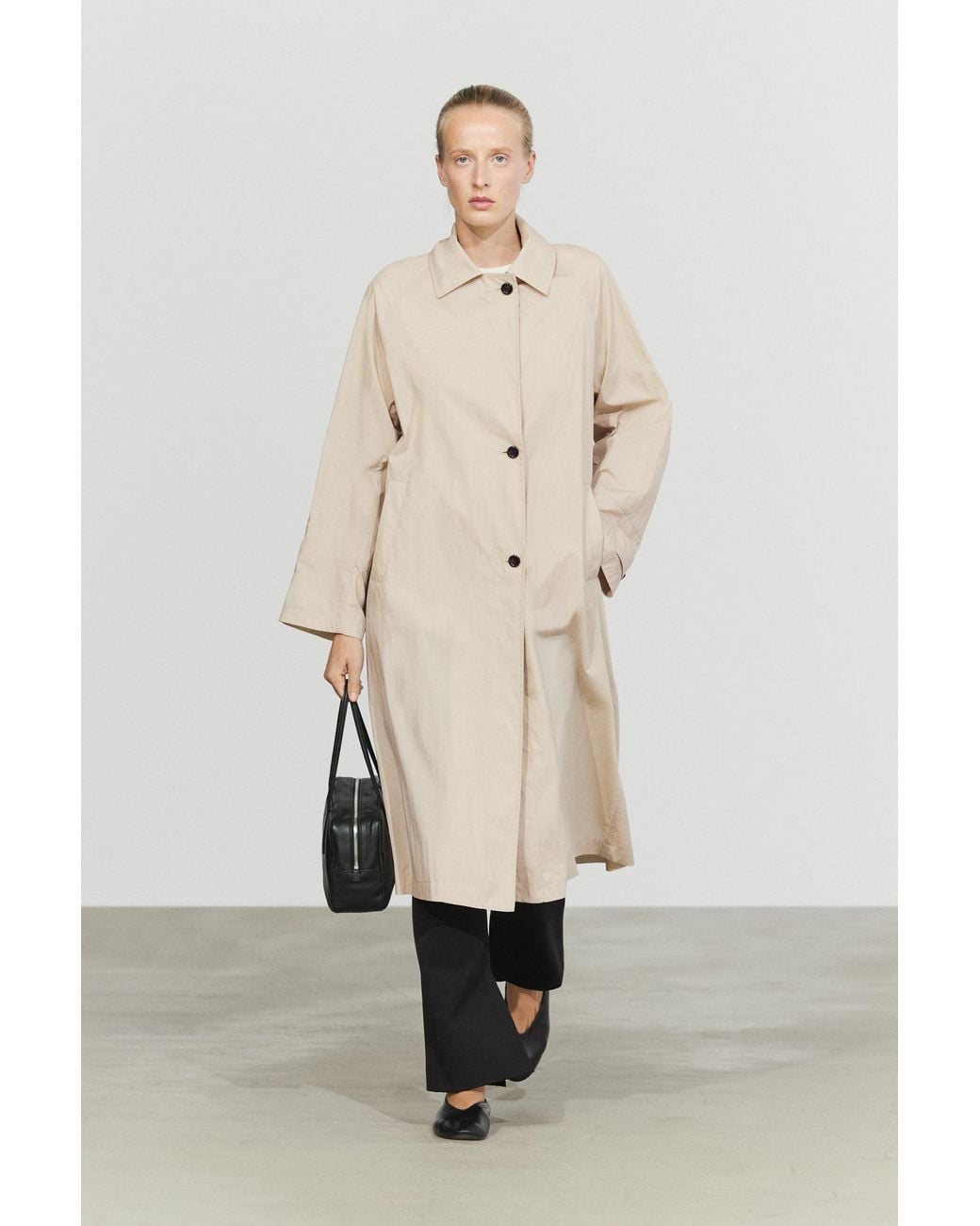 MASSIMO DUTTI Natural Long Flowing Trench Coat