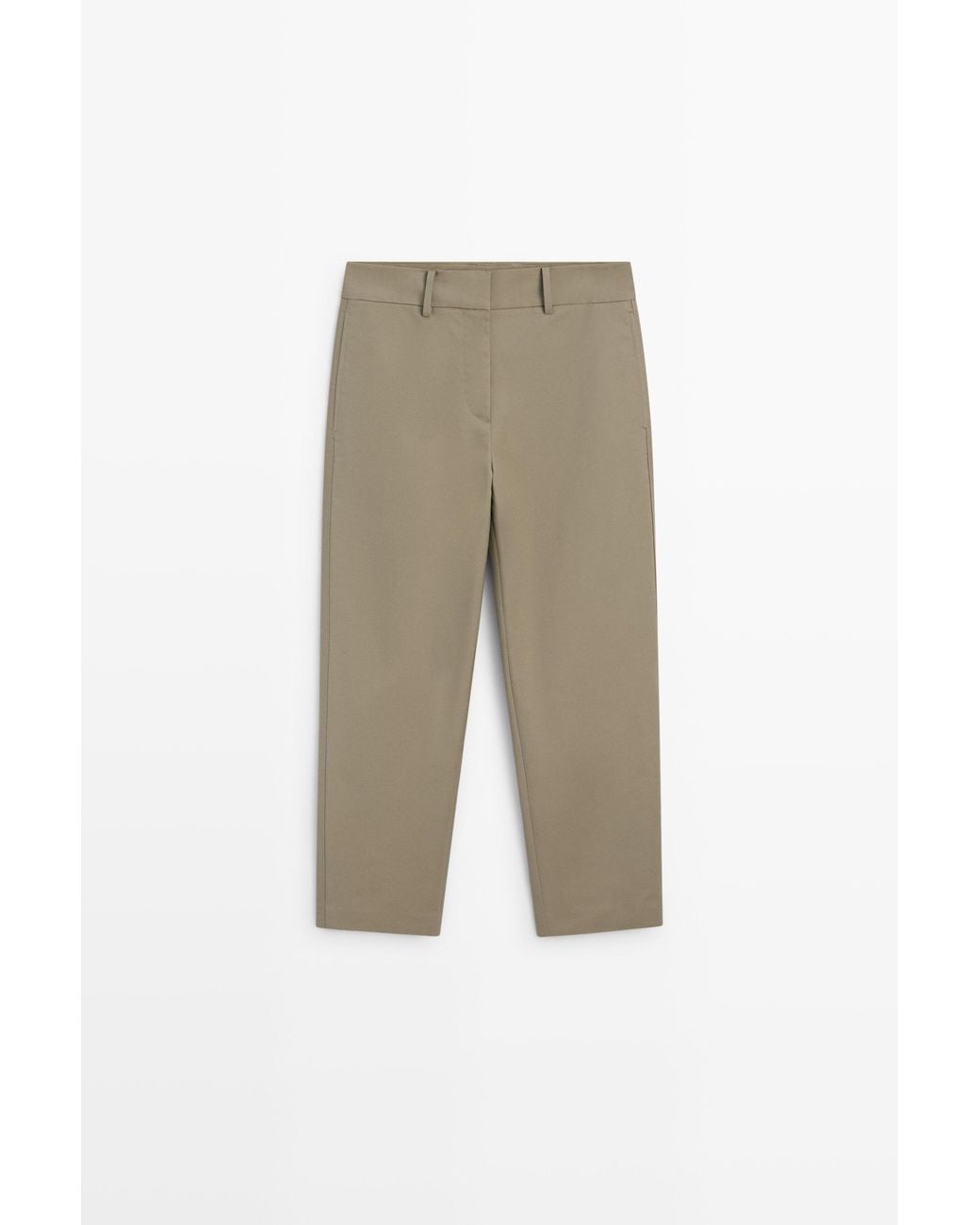 MASSIMO DUTTI Natural 100% Cotton Carrot Fit Pants