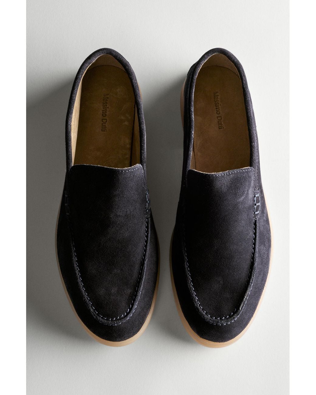 MASSIMO DUTTI Black Split Leather Loafers