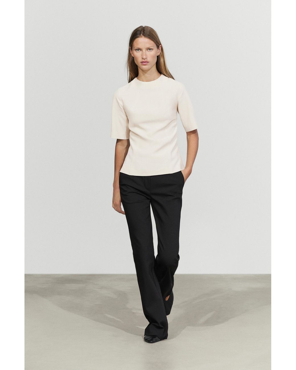 MASSIMO DUTTI White Technical Flare Fit Pants