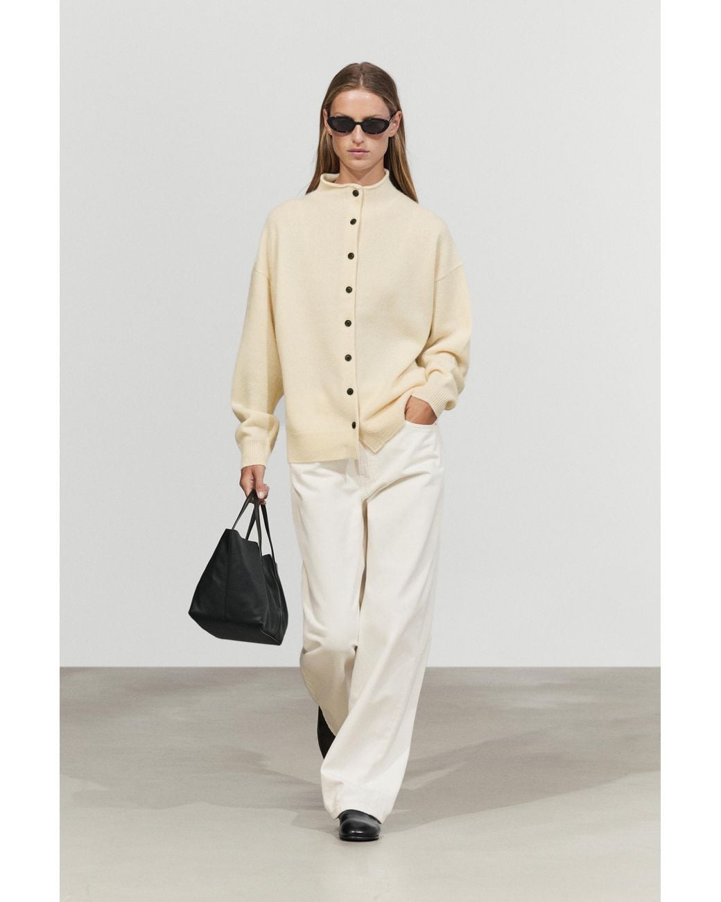 MASSIMO DUTTI Natural 100% Cashmere Knit Cardigan