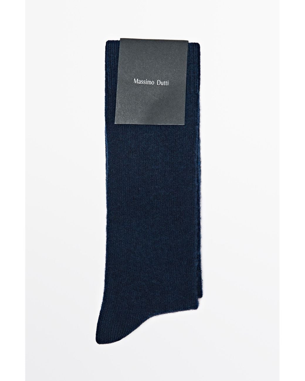 MASSIMO DUTTI Blue Plain Knit Wool Socks for men