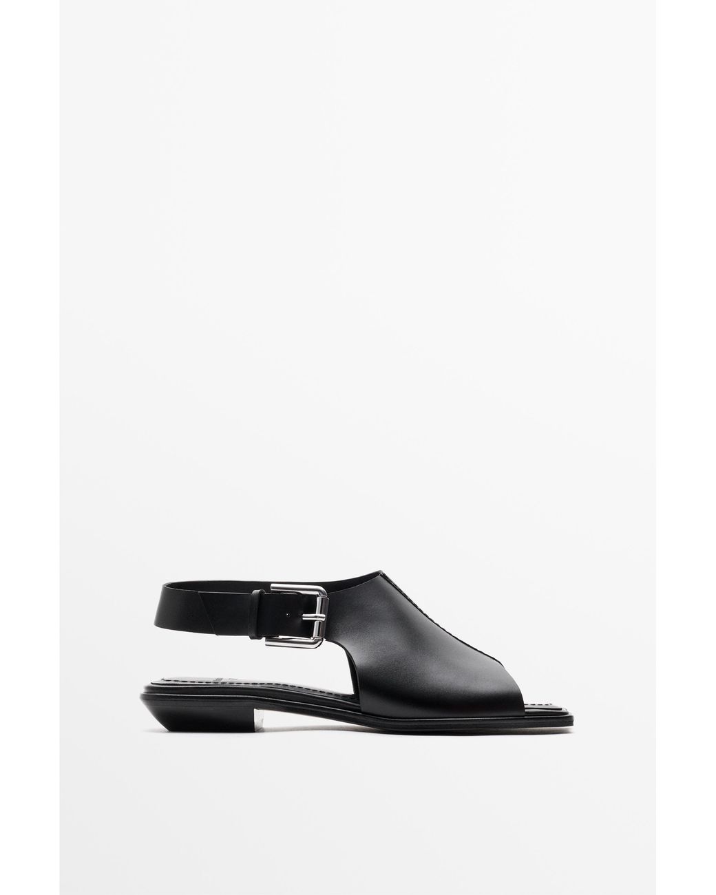 MASSIMO DUTTI Black Leder-Sandalette