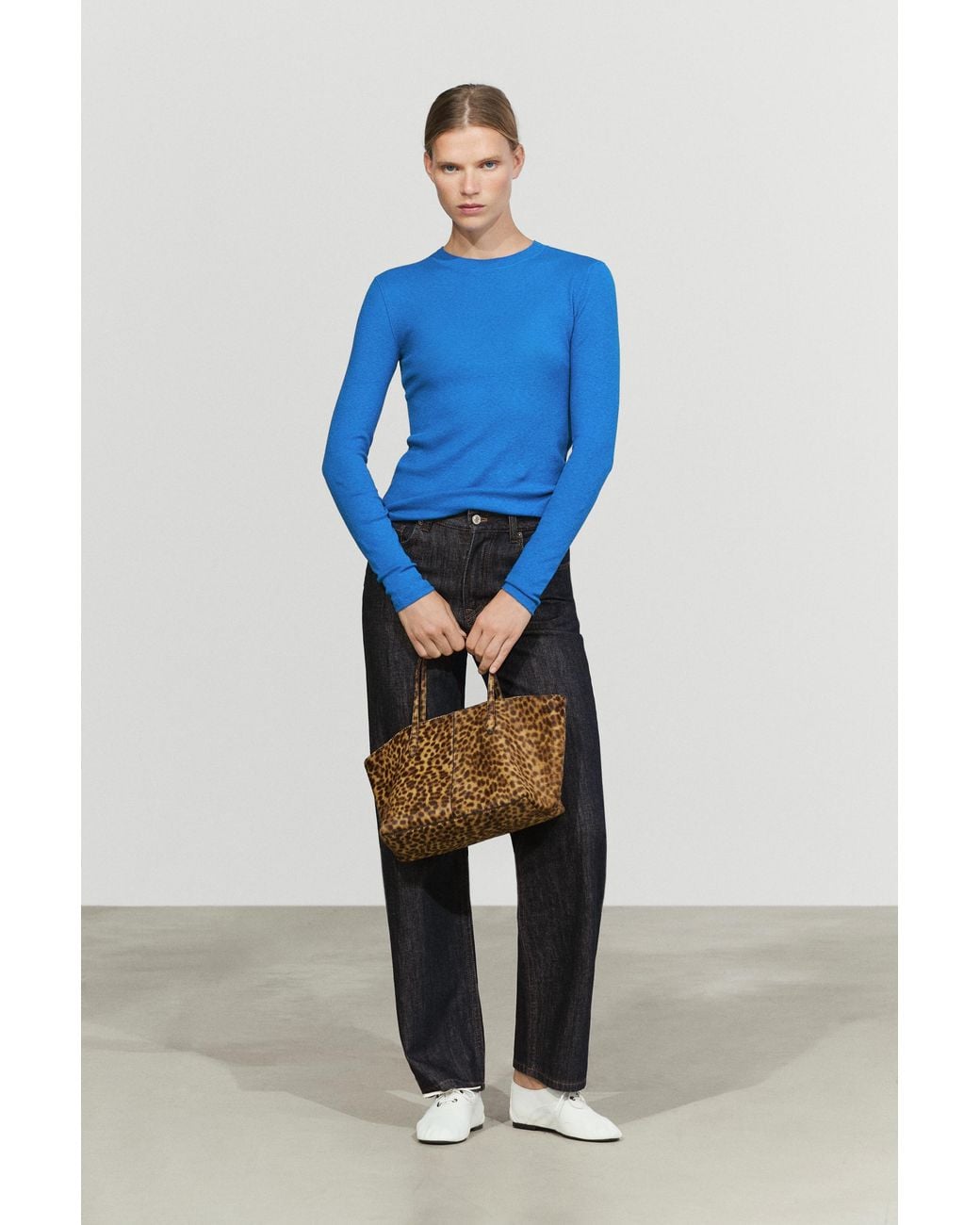 MASSIMO DUTTI Blue Cotton Blend Knit T-Shirt