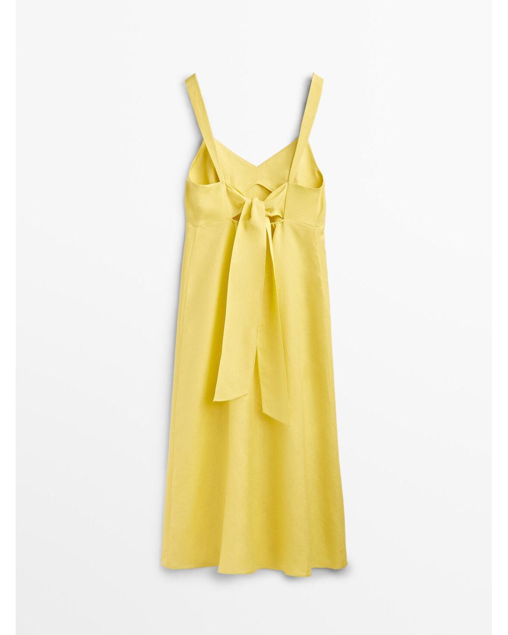 MASSIMO DUTTI Linen Dress With A Tie At The Back in Yellow | Lyst