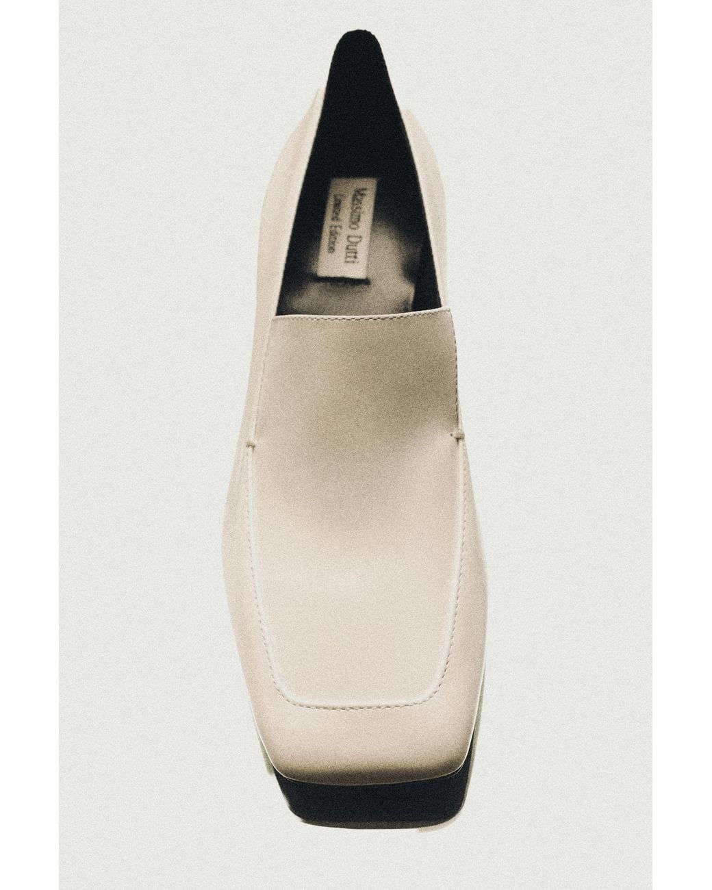 MASSIMO DUTTI White Leather Heeled Loafer