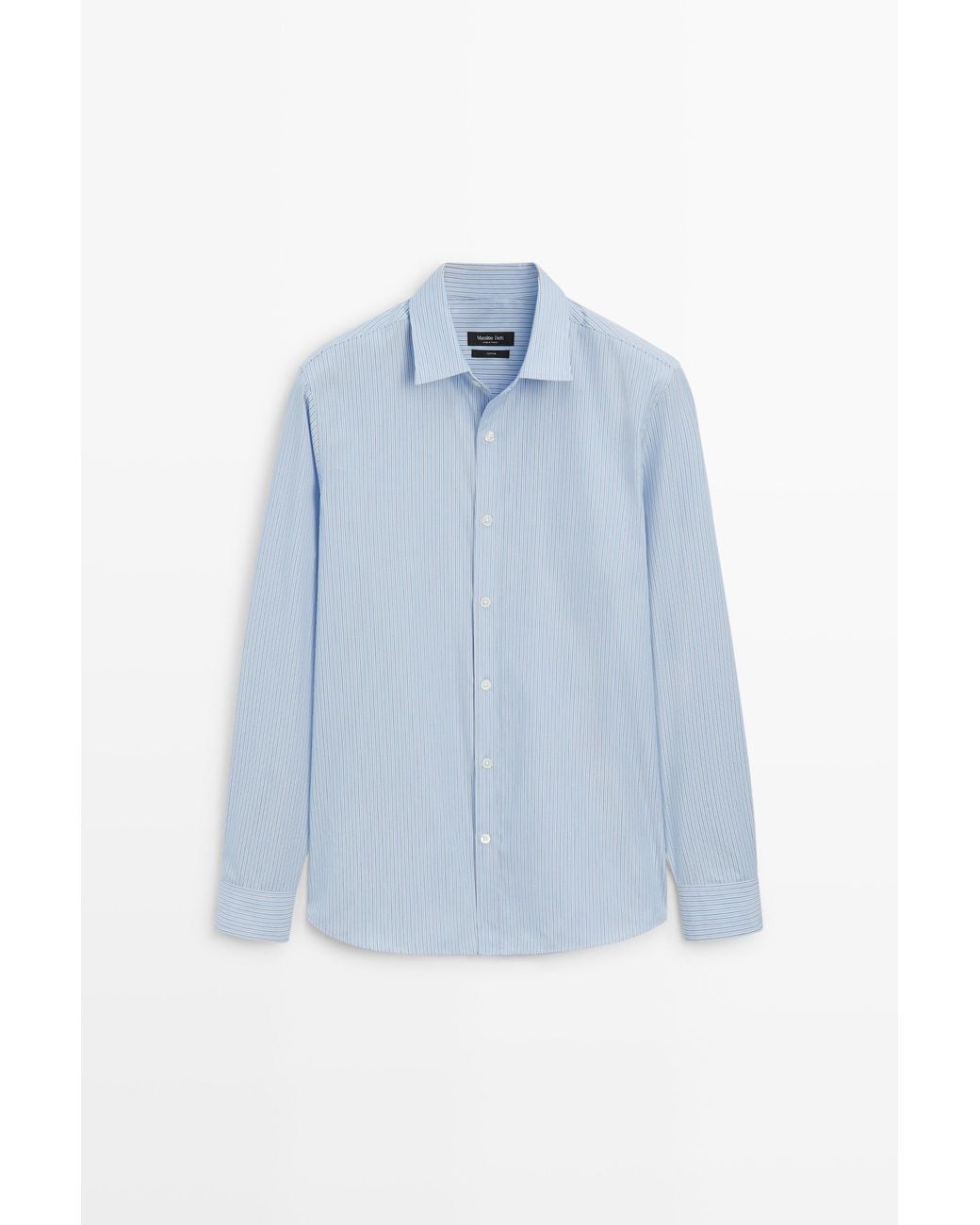 MASSIMO DUTTI Blue 100% Cotton Relaxed Fit Striped Shirt for men
