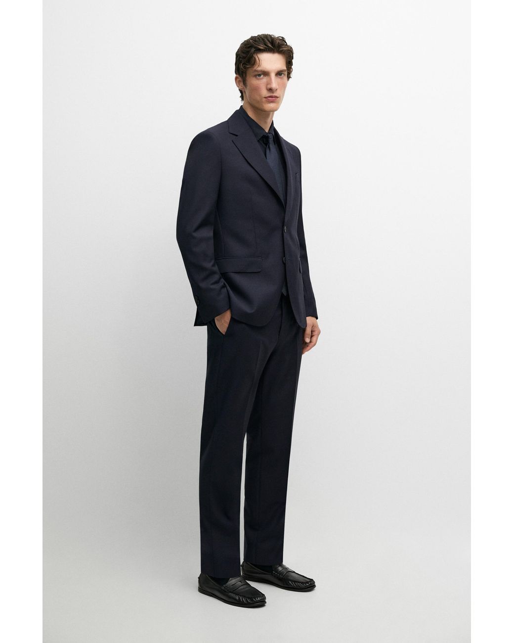 MASSIMO DUTTI Blue Structured Suit Blazer for men
